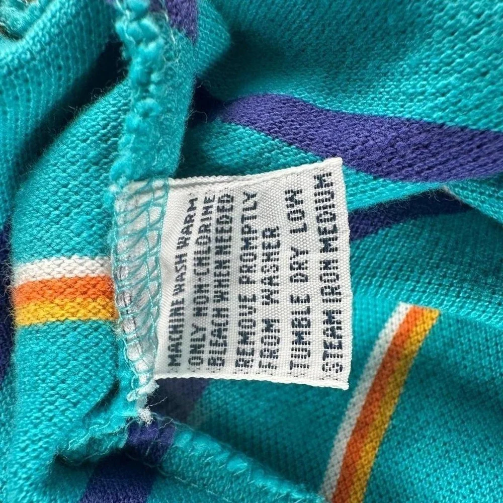 VTG Polo Ralph Lauren Shirt Mens S Teal Blue 90s Multi Stripe Pique Custom Fit
